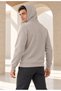 Men's Hooded, Pocketed, Wool-Lined, Full-Zip Cardigan in Stone Color - 5