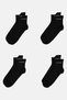Women 4 Pcs Brand Logo Quarter Socks, Black - 3
