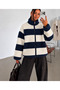 Women's Winter Landscape Patterned Wellsoft Fleece Stand Collar Full Zip Oversize Jacket - 2