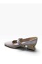 Women's Thick Short Heeled Evening Dress Shoes with Stone Heel and Metal Detail - 4
