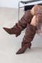 Black Women's Suede Boots Brown - 3