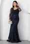 Collar Beaded Long Sleeve Lace Dress 41135 - 5