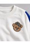 Product Name: Boy's 3 Threaded Teddy Bear Appliqued Ribbed Tracksuit Set Ecru Blue - 6