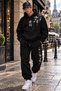 Noir Detailed Hooded Sweatshirt Premium Set
