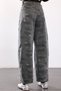 Gray Camouflage Patterned Barrel Jean 19237 - 4