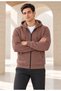 Men's Hooded, Pocketed, Wool-Lined, Full-Zip Cardigan—Brown Jacket - 7