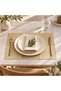 Rectangular Christmas Plate Holder Champagne with Patterned 45x30cm - 2