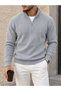 Men's 3-Piece Set of Thick Knit Winter Sweaters with Stand-Up Collar and Half-Zip Closure. - 3