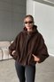 Zr Model Bitter Brown Hooded Bomber Jacket Women's Imported Anti-Pilling Cashmere Coat - 6
