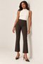 Women's Winter Fabric High-Rise Spanish Flare Pants - Flexible Fabric, Elastic Waist, Hidden Zipper Fabric Pants - 8