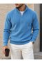 Men's 3-Piece Set of Thick Knit Winter Sweaters with Stand-Up Collar and Half-Zip Closure. - 2