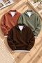 Men's 3-Piece Set of Thick Knit Winter Sweaters with Stand-Up Collar and Half-Zip Closure.