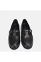 Black retro style buckled women's moccasin genuine leather ballerina flats shoes size 41-42-43-44 - 3