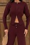 Women's Burgundy Zippered Cardigan High-Waisted Wide-Leg Pants Knitwear Set New Color (S/M) - 2