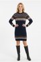 Women's Mixed Patterned Crew Neck Long Sleeve Thick Winter Casual Knitwear Tunic Sweater