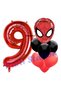 Spider-Man 9 Years Old Balloon and Red Number Balloon Birthday Party Set Red Balloon Set - 3