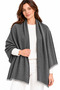 Women's Gray Fine Wool Textured Shawl Scarf Light Shiny Natural Fringed Shoulder Shawl 85X180 cm