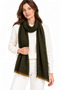 Women's Gray Fine Wool Textured Shawl Scarf Light Shiny Natural Fringed Shoulder Shawl 85X180 cm - 2