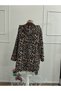Women's Hooded Double-Sided Lace-Up and Zippered Viscose Leopard Pattern Two-Thread Fabric Jacket - 6