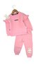 Girls' Winter Rabbit Embroidered 3-Stripes Fleece Set with Writing on the Bottom and Top for Ages 2-3-4-5-6 - 2