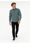 Men's Dark Green Slim Long Sleeve Basic Shirt - 3