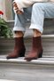 Siena Brown Suede Texas Boots - 7 cm Block Heeled Women's Western Boots