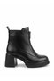 Sms1201Black Front Zippered Thick Heeled Platform Women's Boots - 2