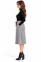 Women's Gray Medium Length Ribbed Knit Skirt - 2