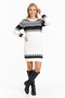 Women's Mixed Patterned Crew Neck Long Sleeve Thick Winter Casual Knitwear Tunic Sweater