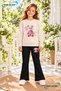 Winter, Spring, and Autumn Girls' Black Spanish Flared Bottoms and Beige Sweat Top