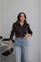 Bitter Brown Light Draped Satin Shirt - 3