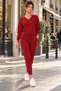 Women's Long Sleeve V-Neck Viscose Two-Thread Blouse and Trousers Two-Piece Set - New Season Comfortable Fit and Timeless Elegance - 2