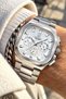 Square White Dial-Silver Color Steel Strap-Functions Active Men's Wristwatch+Chain Bracelet