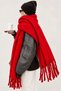 Women's Red Plain Large Size Shawl 180X65 cm Soft Textured Twisted Tassel Winter Shawl Scarf – Shoulder Shawl