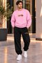 Men's Unisex Jaguar Printed Black Oversize Sweatshirt and Seasonal Sweatpants 2-Piece Set