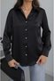 Black Lightly Flowing Satin Shirt - 4