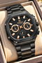 Square Black Dial-Black Color Steel Strap-Functions Active Men's Wristwatch+Chain Bracelet - 2