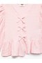 Textured V-Neck Balloon Sleeve Blouse with Bow - 3