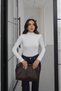 Ecru Turtleneck Basic Blouse - 3