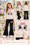Winter, Spring, and Autumn Girls' Black Spanish Flared Bottoms and Beige Sweat Top - 2