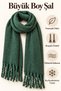 Women's Emerald Green Plain Large Size Shawl 180X65 cm Soft Textured Twisted Tassel Winter Shawl Scarf – Shoulder Shawl - 5