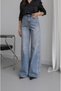 Light Blue Wide Leg Jeans with Drops on the Sides - 2
