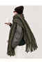 Women's Khaki Plain Large Size Shawl 180X65 cm Soft Textured Twisted Tassel Winter Shawl Scarf – Shoulder Shawl
