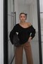 Black V-Neck Blouse with Front and Back V-Neckline