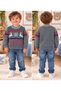 Baby Boy & Child Red Deer and Snowflake Patterned Crew Neck Stretchy Knit Sweater - 3