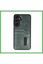 Samsung Galaxy S24 Fe Compatible Case Sara Leather Case with Business Card Holder - Dark Green Bezoss