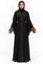 Abaya with Golden Front Embellishments |   Gold Accent Cuff Abaya