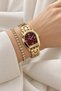 Original Women's Watch - 3 Atm Water Resistant - Gold Burgundy Color Steel Band - Japanese Movement - 2 Year Warranty - Gift Wristwatch with Stylish Box Hmby2085C1