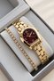 Original Women's Watch - 3 Atm Water Resistant - Gold Burgundy Color Steel Band - Japanese Movement - 2 Year Warranty - Gift Wristwatch with Stylish Box Hmby2085C1 - 4