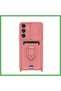Samsung Galaxy S25 Plus Compatible Case Zuma Silicone with Business Card Holder and Ring - Pink Bezoss